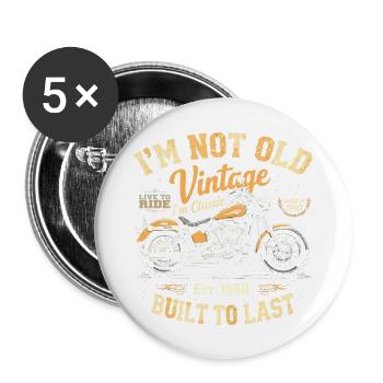 Millésime 1960 Né Moto Cadeau d’anniversaire - Lot de 5 grands badges (56 mm) - blanc - Devant