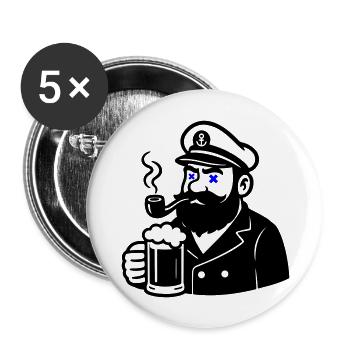 Capitaine Bière - Lot de 5 grands badges (56 mm) - blanc - Devant