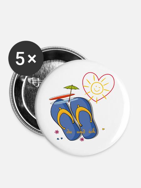 Urlaub am Meer - Buttons groß 56 mm (5er Pack) - Weiß