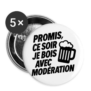 Humour Promesse Nocturne - Lot de 5 grands badges (56 mm) - blanc - Devant