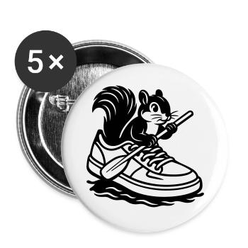 Squirrel in sneakers! - Buttons large 2.2''/56 mm (5-pack) - white - Front