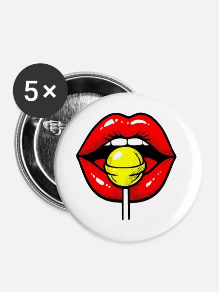 Lolli Lips - Buttons groß 56 mm (5er Pack) - Weiß