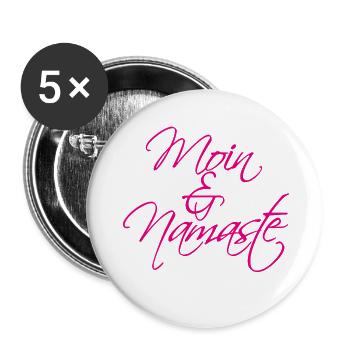 Moin & Namaste, magenta - Lot de 5 grands badges (56 mm) - blanc - Devant