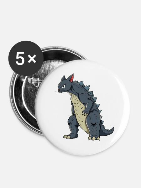 Katze als Echse - Buttons groß 56 mm (5er Pack) - Weiß