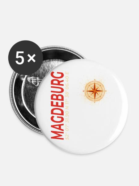 Magdeburg - Buttons groß 56 mm (5er Pack) - Weiß