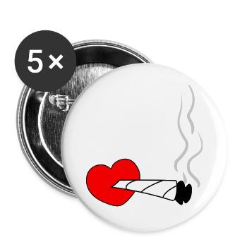Cœur avec joint fumant – symbole de la marijuana v - Lot de 5 grands badges (56 mm) - blanc - Devant