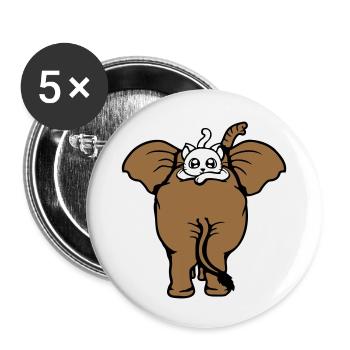 Katze Elefant Gehen Team Liegt Oben 2 Freunde Süß - Buttons groß 56 mm (5er Pack) - Weiß - Vorne