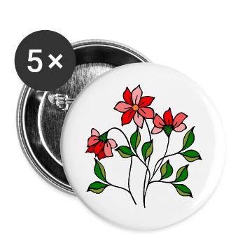 Blumen - Buttons groß 56 mm (5er Pack) - Weiß - Vorne