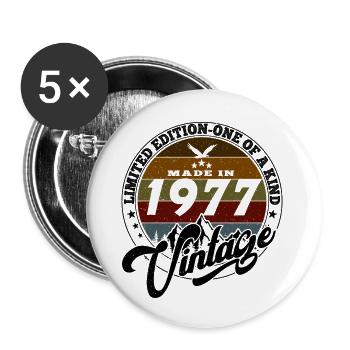 Eleganter Vintage: 1977 Retro Geschenk 1977 2025 - Buttons groß 56 mm (5er Pack) - Weiß - Vorne