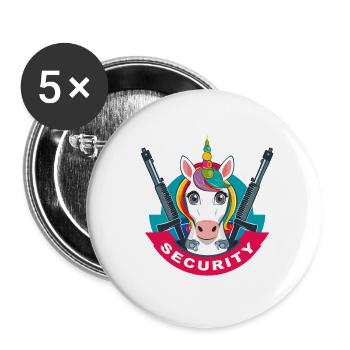 Sécurité des licornes - Lot de 5 grands badges (56 mm) - blanc - Devant