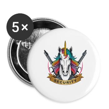 Unicorn Security - Buttons groß 56 mm (5er Pack) - Weiß - Vorne