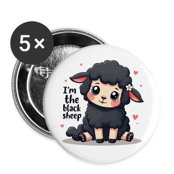 I'm the Black Sheep – und stolz drauf! - Buttons groß 56 mm (5er Pack) - Weiß - Vorne