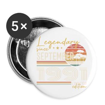 Septembre 1991 Né en Septembre 1991 September 1991 - Lot de 5 grands badges (56 mm) - blanc - Devant