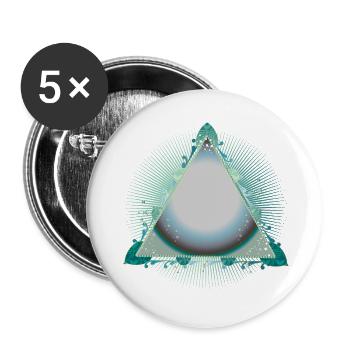 Mystischer Dreiecksrahmen in Türkis mit Ornamenten - Buttons groß 56 mm (5er Pack) - Weiß - Vorne