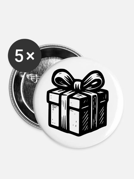 Weihnachtsgeschenk - Buttons groß 56 mm (5er Pack) - Weiß