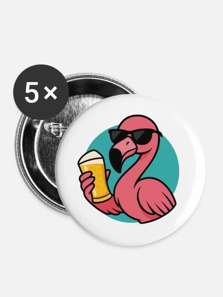 Tropical Drunkbird - Buttons groß 56 mm (5er Pack) - Weiß