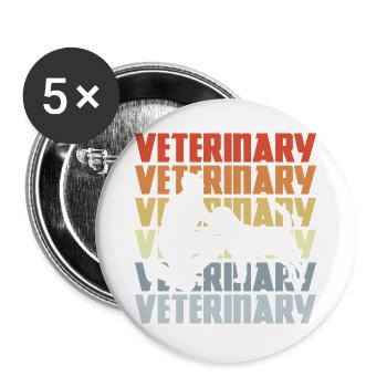 Vintage Tierarzt - Buttons groß 56 mm (5er Pack) - Weiß - Vorne