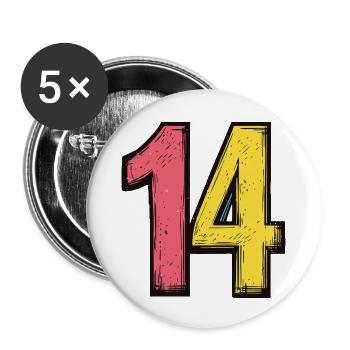14 Number Comic - Buttons large 2.2''/56 mm (5-pack) - white - Front