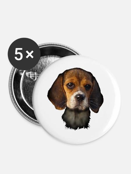Beagle - Buttons groß 56 mm (5er Pack) - Weiß