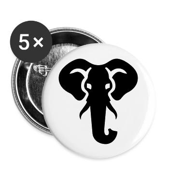 Elefant - Buttons groß 56 mm (5er Pack) - Weiß - Vorne