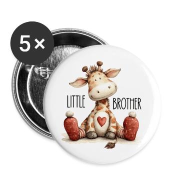 Kleiner Bruder Giraffe - Buttons groß 56 mm (5er Pack) - Weiß - Vorne