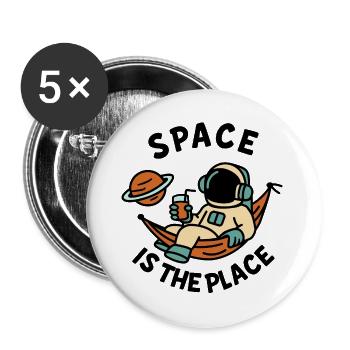Explorer de l’espace astronaute design relaxant - Lot de 5 grands badges (56 mm) - blanc - Devant