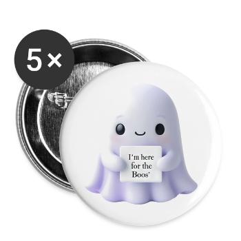 Halloween Saying Ghost Gift Idea - Buttons large 2.2''/56 mm (5-pack) - white - Front