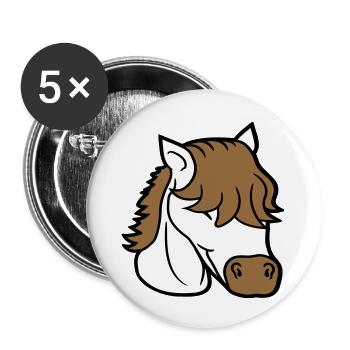 Cheval mignon long bob coupe cheveux sourires mignon - Lot de 5 grands badges (56 mm) - blanc - Devant