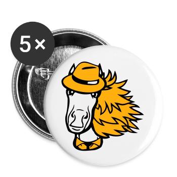 cheval homme chapeau costume cravate détective garçon cool - Lot de 5 grands badges (56 mm) - blanc - Devant