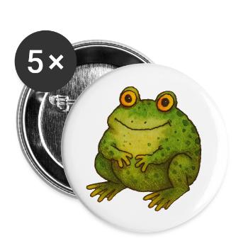 Niedliche Vintage Grüne Kröte Retro Natur Kunst - Buttons groß 56 mm (5er Pack) - Weiß - Vorne