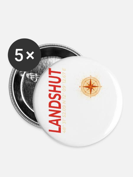 Landshut - Buttons groß 56 mm (5er Pack) - Weiß