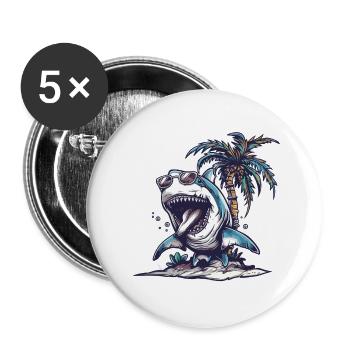 Hai Insel Palme - Buttons groß 56 mm (5er Pack) - Weiß - Vorne