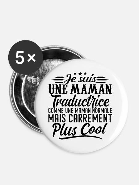 Übersetzer-Mutter: Normal, aber krasser - Buttons groß 56 mm (5er Pack) - Weiß