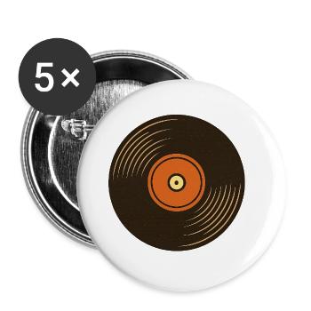 Conception rétro de la platine vinyle - Lot de 5 grands badges (56 mm) - blanc - Devant