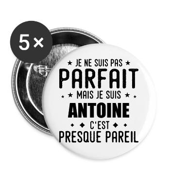 Antoine: authentisch, unvollkommen, oben, perfekt - Buttons groß 56 mm (5er Pack) - Weiß - Vorne