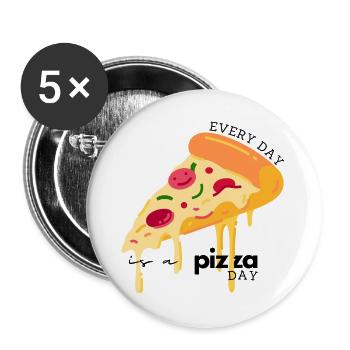 Chaque jour est un jour de pizza – Funny Pizza Lover - Lot de 5 grands badges (56 mm) - blanc - Devant