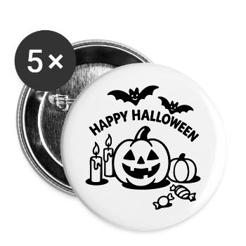 Halloween Pumpkin - Buttons groß 56 mm (5er Pack) - Weiß - Vorne
