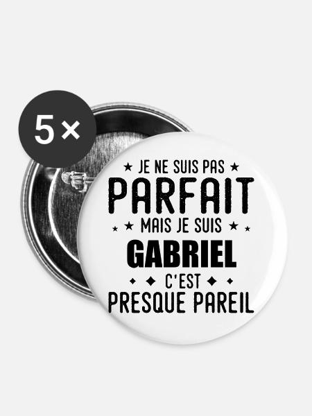 Gabriel: authentisch, unvollkommen, oberflächlich, perfekt - Buttons groß 56 mm (5er Pack) - Weiß
