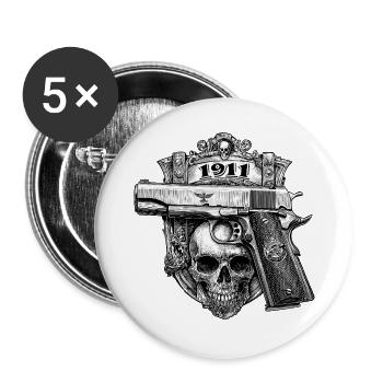 1911 Pistol Handgun - Buttons large 2.2''/56 mm (5-pack) - white - Front