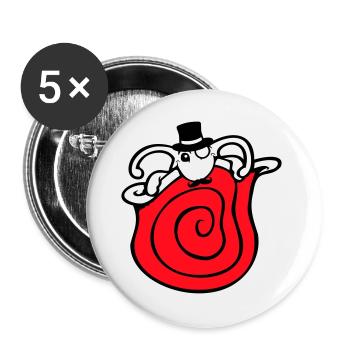 Mr Snail Sir Cylinder Monocle Rich Wealthy - Buttons large 2.2''/56 mm (5-pack) - white - Front