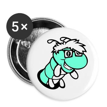 nerd caterpillar looks hole geek worm horn-rimmed glasses smart - Buttons large 2.2''/56 mm (5-pack) - white - Front