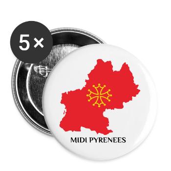 Karte der Midi-Pyrénées - Buttons groß 56 mm (5er Pack) - Weiß - Vorne