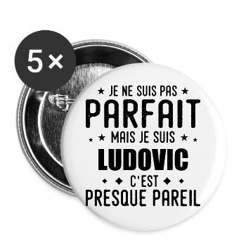Ludovic: authentisch, unvollkommen, oberflächlich, perfekt - Buttons groß 56 mm (5er Pack) - Weiß - Vorne