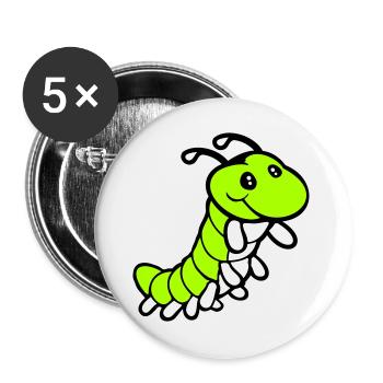 Raupe süß lieb kleine lächelt freundlich glücklich - Buttons groß 56 mm (5er Pack) - Weiß - Vorne