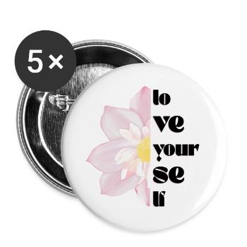 Aimez-vous – Motif 🌸✨ floral - Lot de 5 grands badges (56 mm) - blanc - Devant