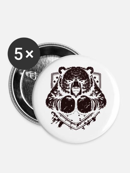Bär Boxer - Buttons groß 56 mm (5er Pack) - Weiß