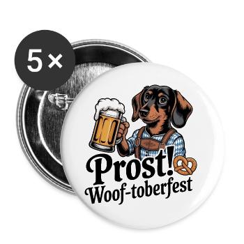 Bayerischer Dackel - Buttons groß 56 mm (5er Pack) - Weiß - Vorne