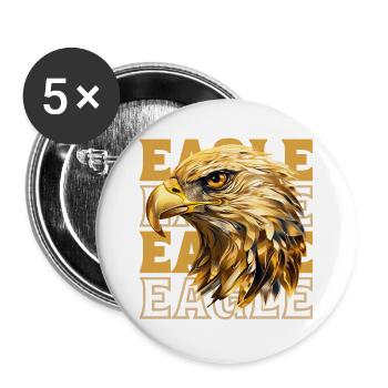 Tête d’aigle Or Oiseau de proie Oiseau Nature animale - Lot de 5 grands badges (56 mm) - blanc - Devant