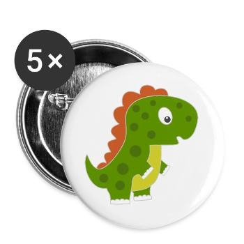 Dinosaure ludique avec dos coloré - Lot de 5 grands badges (56 mm) - blanc - Devant