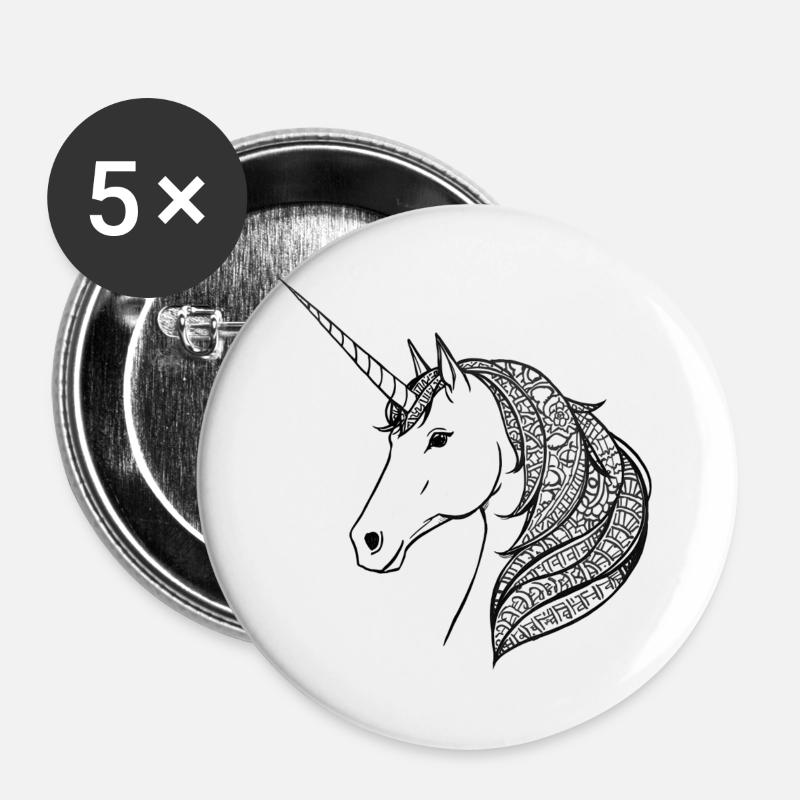 Unicorn - Buttons large 2.2''/56 mm (5-pack) - white